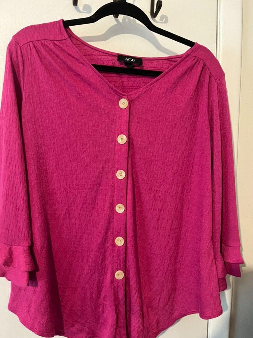 ABG Button down Blouse Fuchsia Color SZ L - Picture 5 of 6